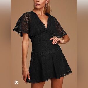 Elegant Black Lace Mini Dress Dress Medium
